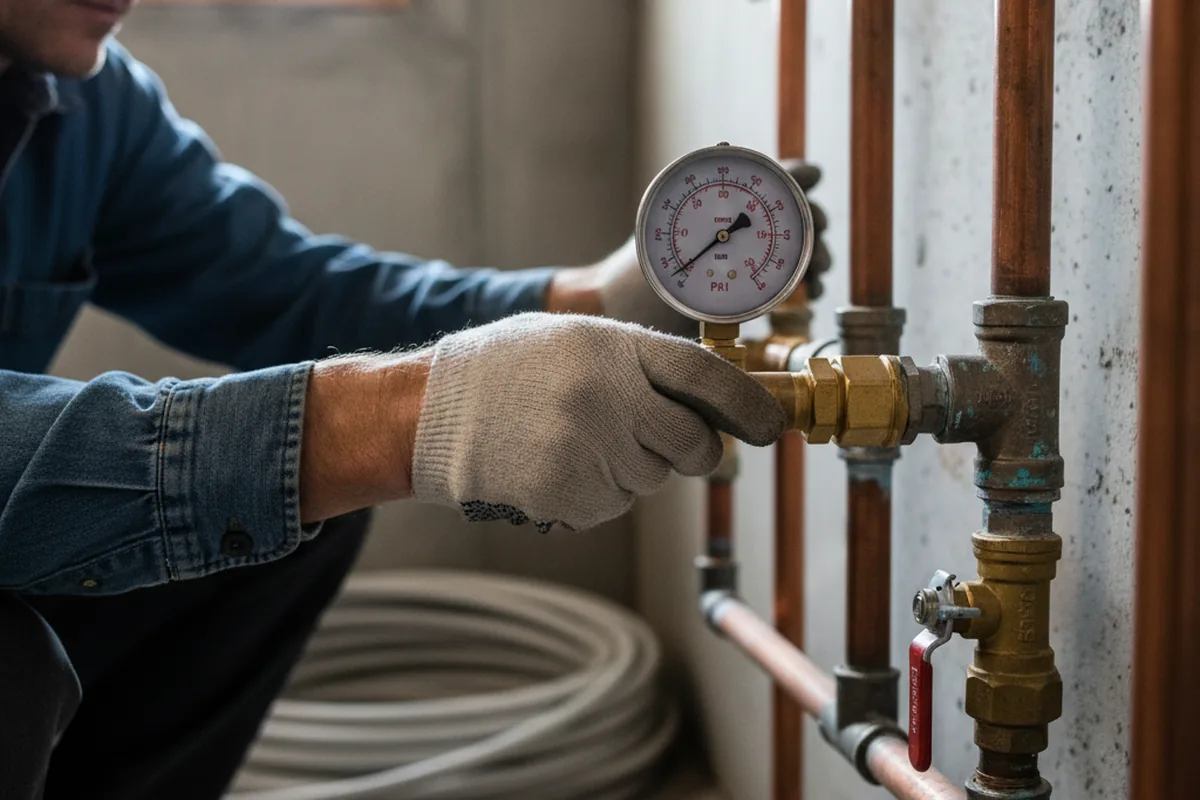 Pressure testing a repaired line during Water Line Repair in Church Hill